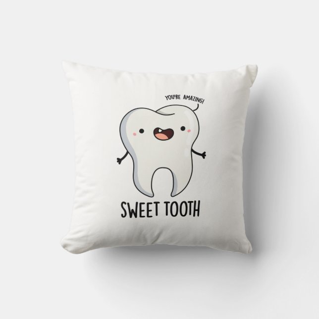 Sweet Tooth Funny Dental Puff Kissen (Vorderseite)