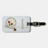 Sweet Tooth Reis Pudding mit Himbeeren Nachtisch Gepäckanhänger (Vorderseite horizontal)