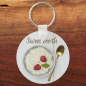 Sweet Tooth Reis Pudding mit Himbeeren Nachtisch Schlüsselanhänger (Vorderseite)