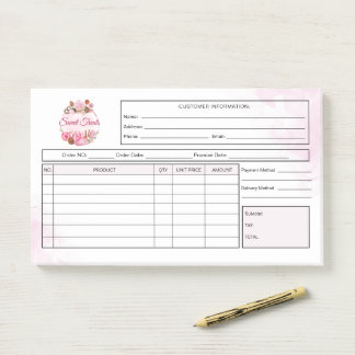 Sweet Treats Bakery Receipt Invoice Post-it Klebezettel