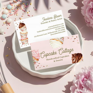 Sweet Treats Cupcakes & Cakes Elegante Blumen Visitenkarte