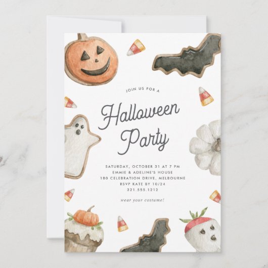 Sweet Treats Kids Halloween Party Einladung (Vorderseite)