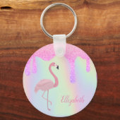 Sweet Trendy Holographic, Pink Flamingo Schlüsselanhänger (Vorderseite)