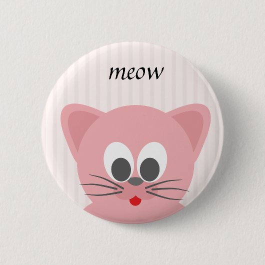 Sweet Trendy Pink Cat Button (Vorderseite)