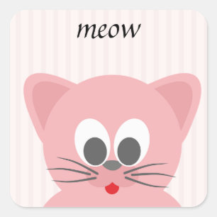 Sweet Trendy Pink Cat Quadratischer Aufkleber