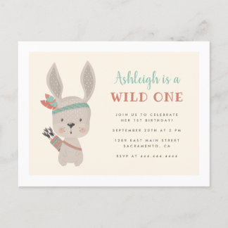 Sweet Tribal Bunny Wild 1. Geburtstag Einladungspostkarte