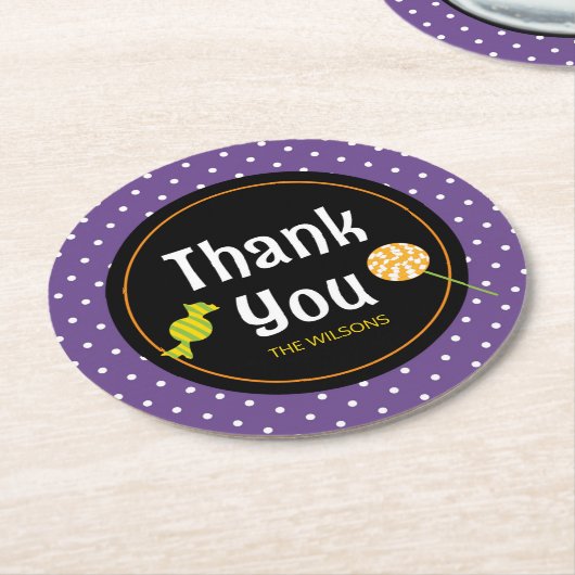 Sweet Trick oder Treat Halloween Danke Runder Pappuntersetzer (Angewinkelt)