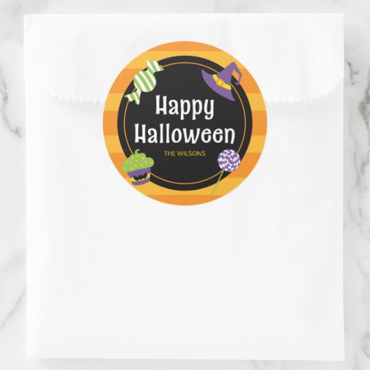 Sweet Trick oder Treat Happy Halloween Party Runder Aufkleber (Tasche)