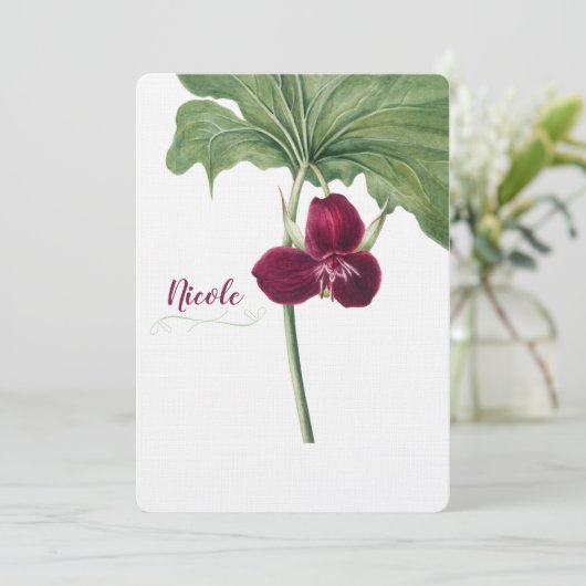 Sweet Trillium Botanical Print Einladung (Stehend Vorderseite)