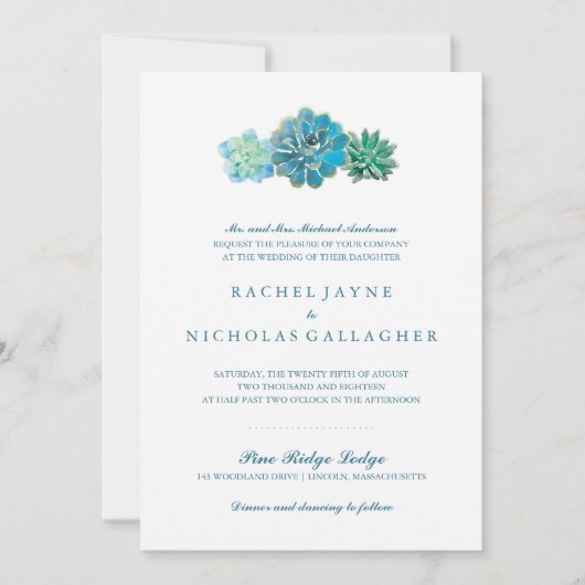 Sweet Trio Succulents | Hochzeit Einladung (Vorderseite)
