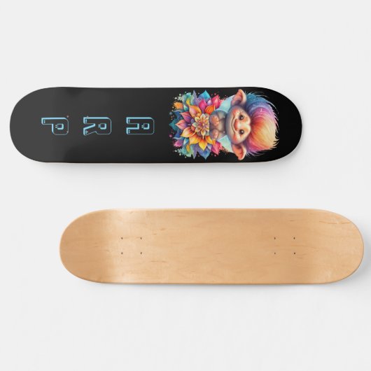 *~* Sweet Troll AP89 Neon Rainbow Initials Blume Skateboard (Horizontal)