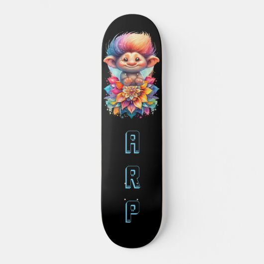 *~* Sweet Troll AP89 Neon Rainbow Initials Blume Skateboard (Vorderseite)