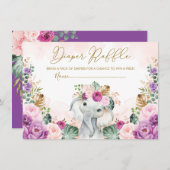 Sweet Tropical Boho Elephant Baby Diaper Begleitkarte (Vorne/Hinten)