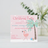 Sweet Tropical Santa Flamingo Christmas Party Einladung (Stehend Vorderseite)