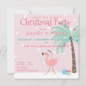 Sweet Tropical Santa Flamingo Christmas Party Einladung (Vorderseite)