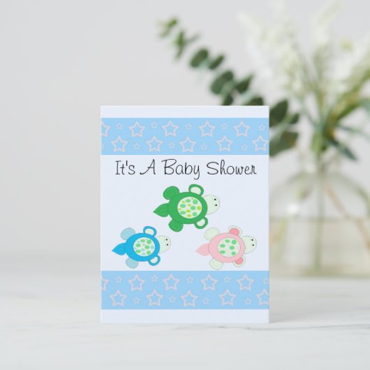 Sweet Turtle Baby Dusche Einladung (Stehend Vorderseite)