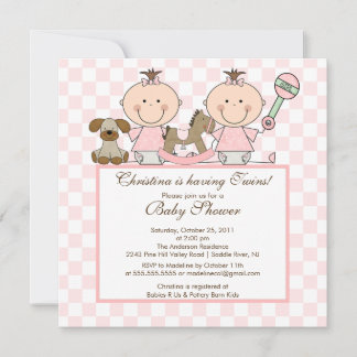 Sweet Twin Grils Twins Baby Dusche Einladung