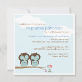 Sweet Twins Hoot Owls Boy Baby Dusche Einladung (Rückseite)