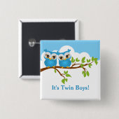 Sweet Twins Owls Boy Baby Button (Vorne & Hinten)