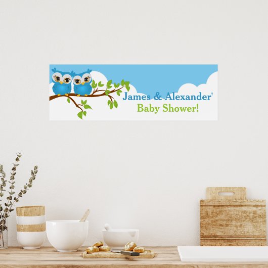 Sweet Twins Owls Boy Baby Showbanner Poster (Küche)