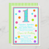 Sweet Überraschung 1. Geburtstag Einladung (Vorne/Hinten)