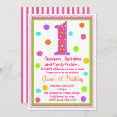 Sweet Überraschung 1. Geburtstag Einladung (Vorne/Hinten)