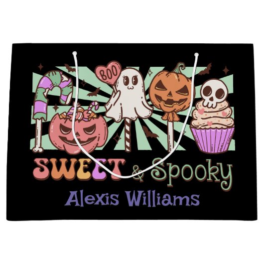 Sweet und unscharf, trick oder behandeln Schwarz Große Geschenktüte (Vorderseite)