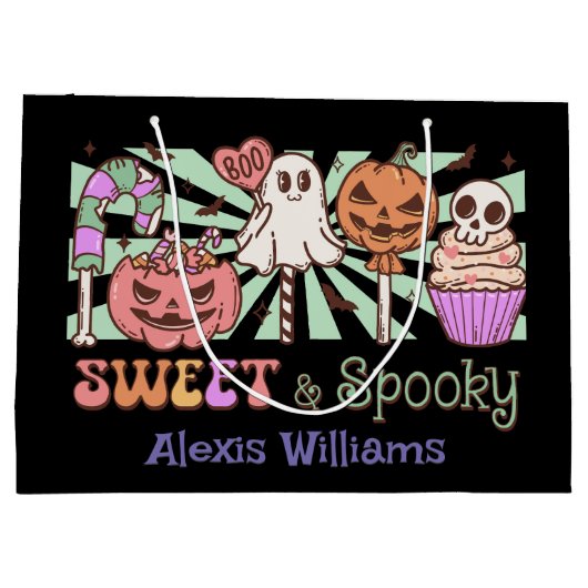 Sweet und unscharf, trick oder behandeln Schwarz Große Geschenktüte (Rückseite)