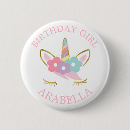 Sweet Unicorn "Birthday Girl" Personalisiert Button