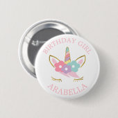 Sweet Unicorn "Birthday Girl" Personalisiert Button (Vorne & Hinten)