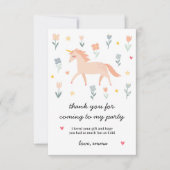 Sweet Unicorn Floral Flat Dankeskarte (Vorderseite)