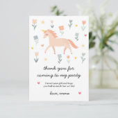 Sweet Unicorn Floral Flat Dankeskarte (Stehend Vorderseite)
