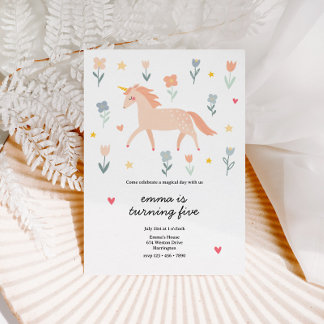 Sweet Unicorn Floral Geburtstag Einladung
