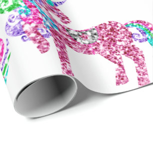 Sweet Unicorn Funkelnd Glitzer Rosa Fairweiß Geschenkpapier