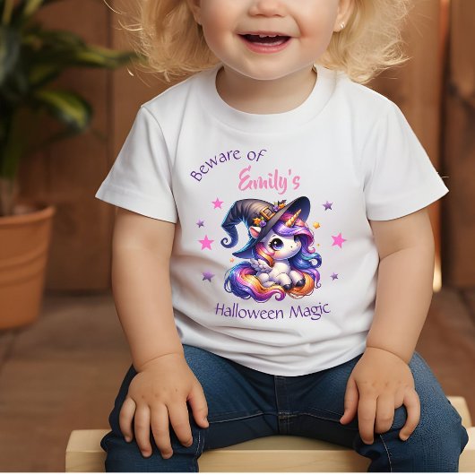 Sweet Unicorn Girls Halloween mit Namen Baby T-shirt