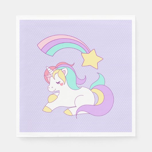 Sweet Unicorn mit Regenbogen Shooting Star Serviette (Vorderseite)