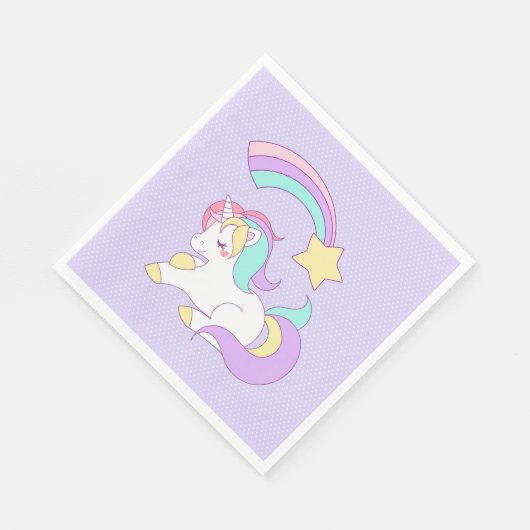Sweet Unicorn mit Regenbogen Shooting Star Serviette (Ecke)