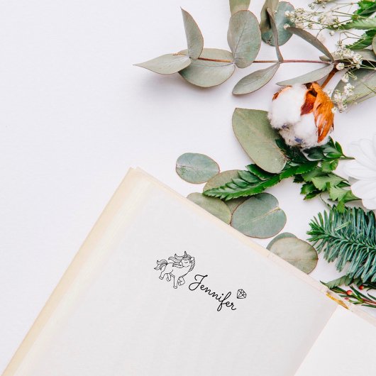 Sweet Unicorn Niedlich Doodle Kid Individuelle Nam Permastempel