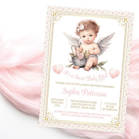 Sweet Valentine Cherub Baby Dusche Einladung