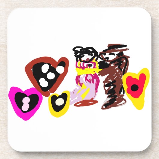 Sweet Valentine day dolls Getränkeuntersetzer (Vorderseite)