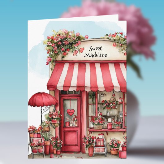 Sweet Valentine Flower Shop Personalized Karte