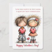 Sweet Valentine Friends – Whimsical Kids  Feiertagskarte (Vorderseite)