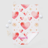 Sweet Valentine Heart Pattern with Golden Glitter Golfhandtuch (Insitu)