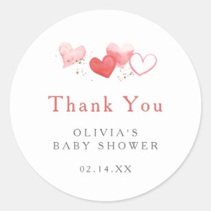 Sweet Valentine Hearts Baby Dusche Vielen Dank Runder Aufkleber