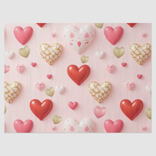 Sweet Valentine Hearts Blush Pink tissue paper Seidenpapier (Vorderseite)