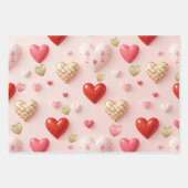 Sweet Valentine Hearts Blush Pink wrapping paper Geschenkpapier Set (Vorderseite 3)