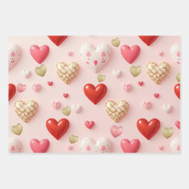 Sweet Valentine Hearts Blush Pink wrapping paper Geschenkpapier Set