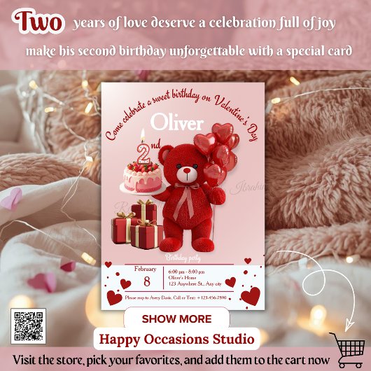 Sweet Valentine’s Birthday Invite – 2nd Birthday Einladung