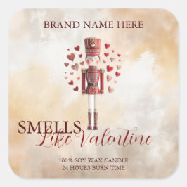 Sweet Valentine’s Day Nutcracker Love Candle Label Quadratischer Aufkleber