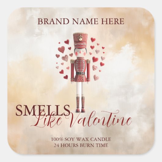 Sweet Valentine’s Day Nutcracker Love Candle Label Quadratischer Aufkleber (Vorderseite)